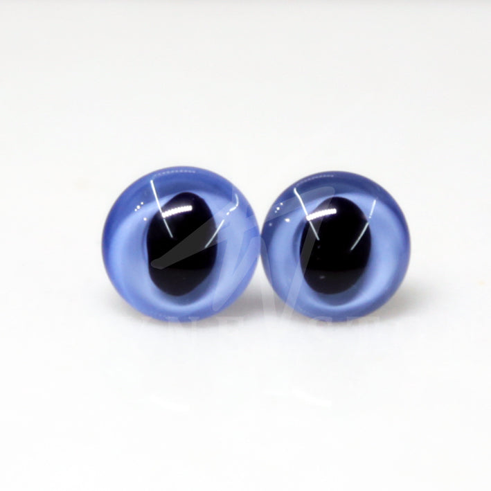 Enamel Cat Glass Eyes Medium Blue - Narrow Loop