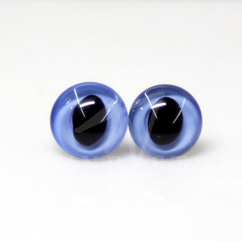 Enamel Cat Glass Eyes Medium Blue - Narrow Loop
