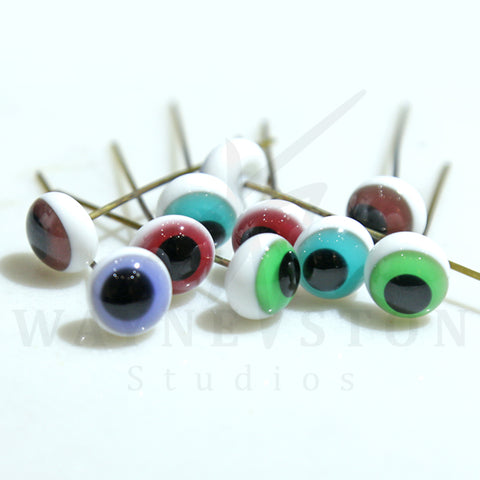Japanese Coloured Glass Eyes - Straight Wire